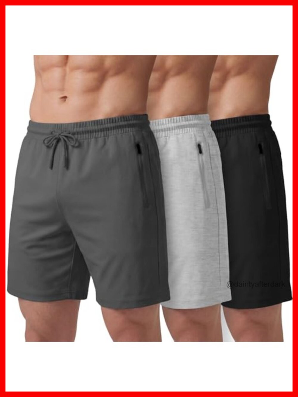 Mens Athletic Shorts 3 Pack Quick Dry 8" Gym Shorts with Zipper Pockets